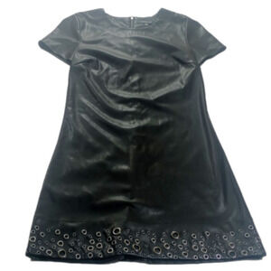 SWEET + Lips Black Pleather Dress with Grommet Trim Size Small